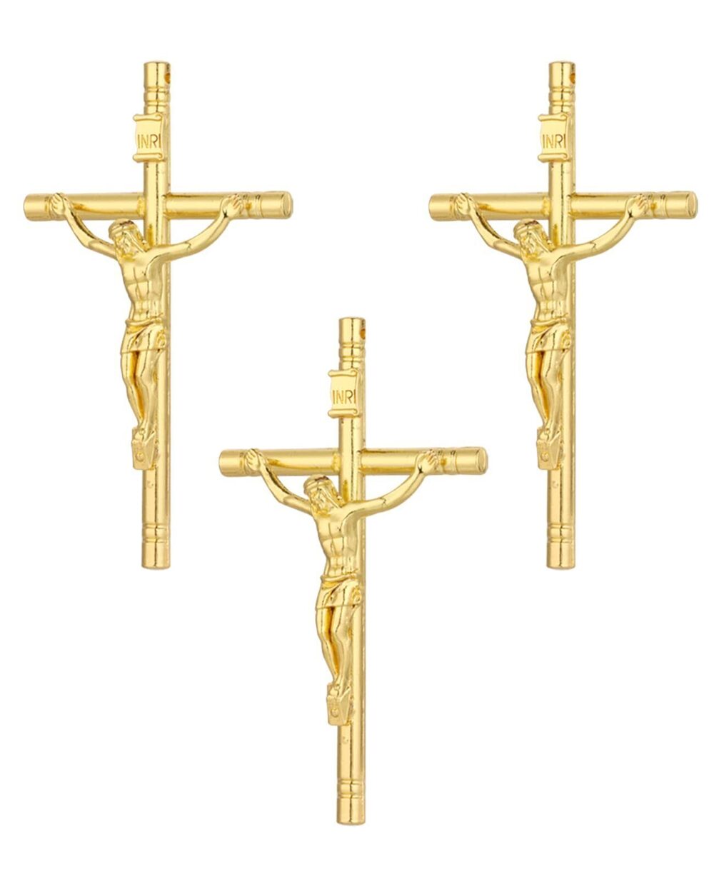2491 3Pcs Large Crucifix Cross Pendant for DIY Rosary Necklace Chaplet Part